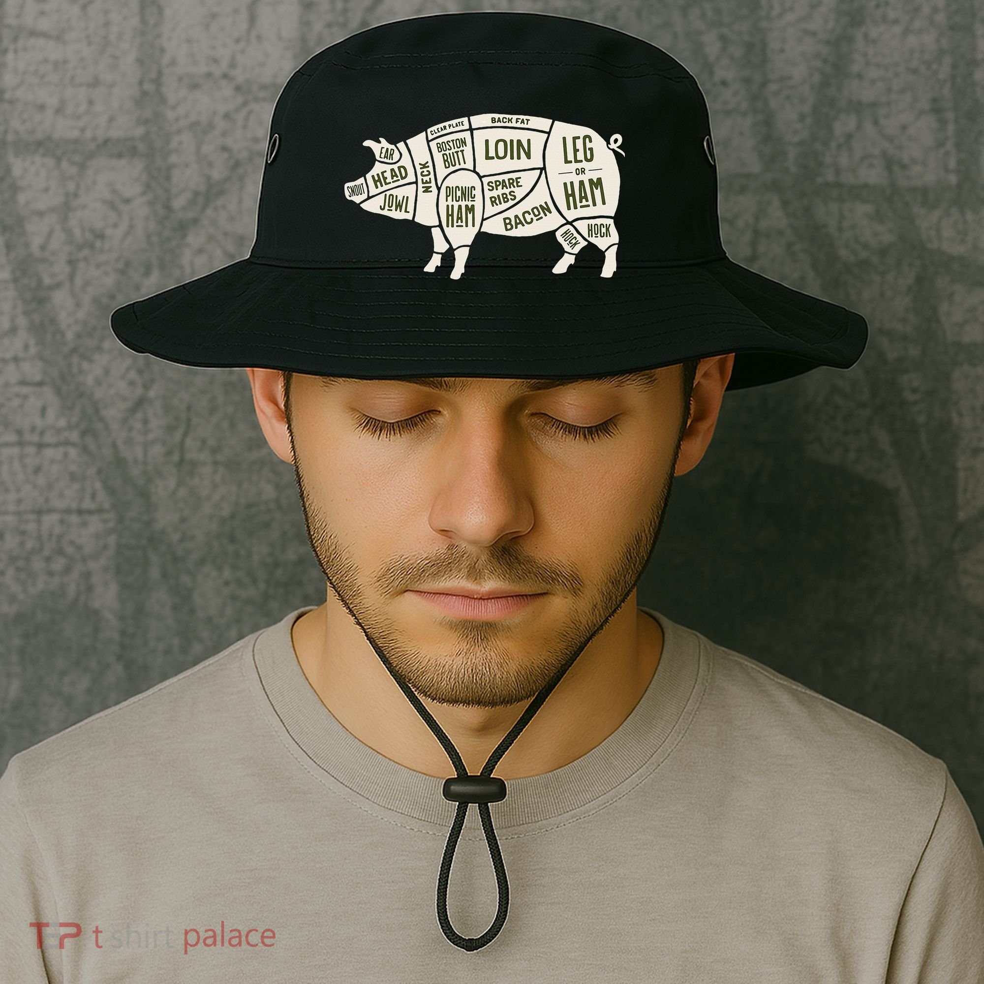 Pig & Pork Butcher Diagram Bacon Lover Bucket Hat