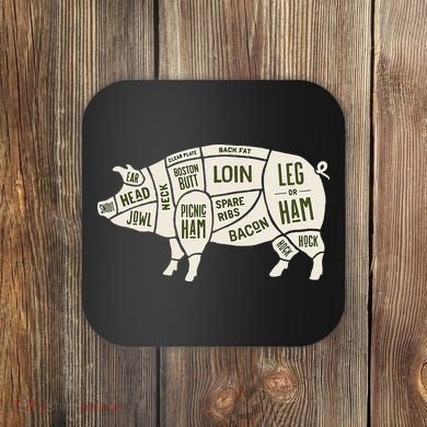 Pig & Pork Butcher Diagram Bacon Lover Coaster