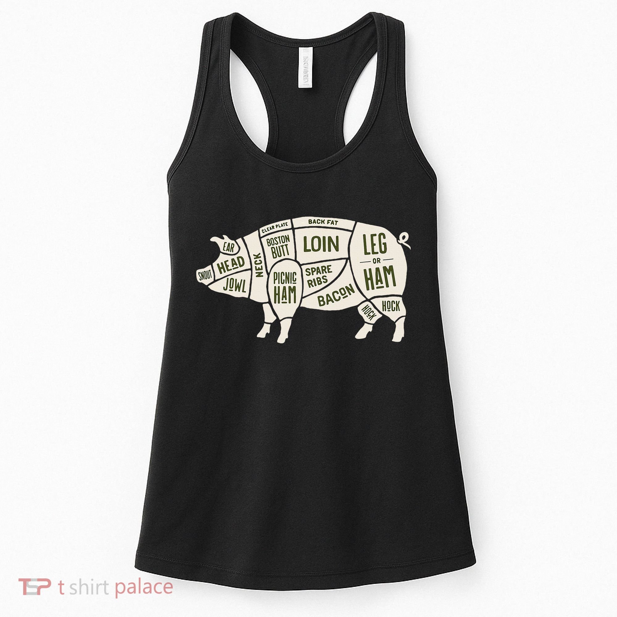 Pig & Pork Butcher Diagram Bacon Lover Women's Tank Top