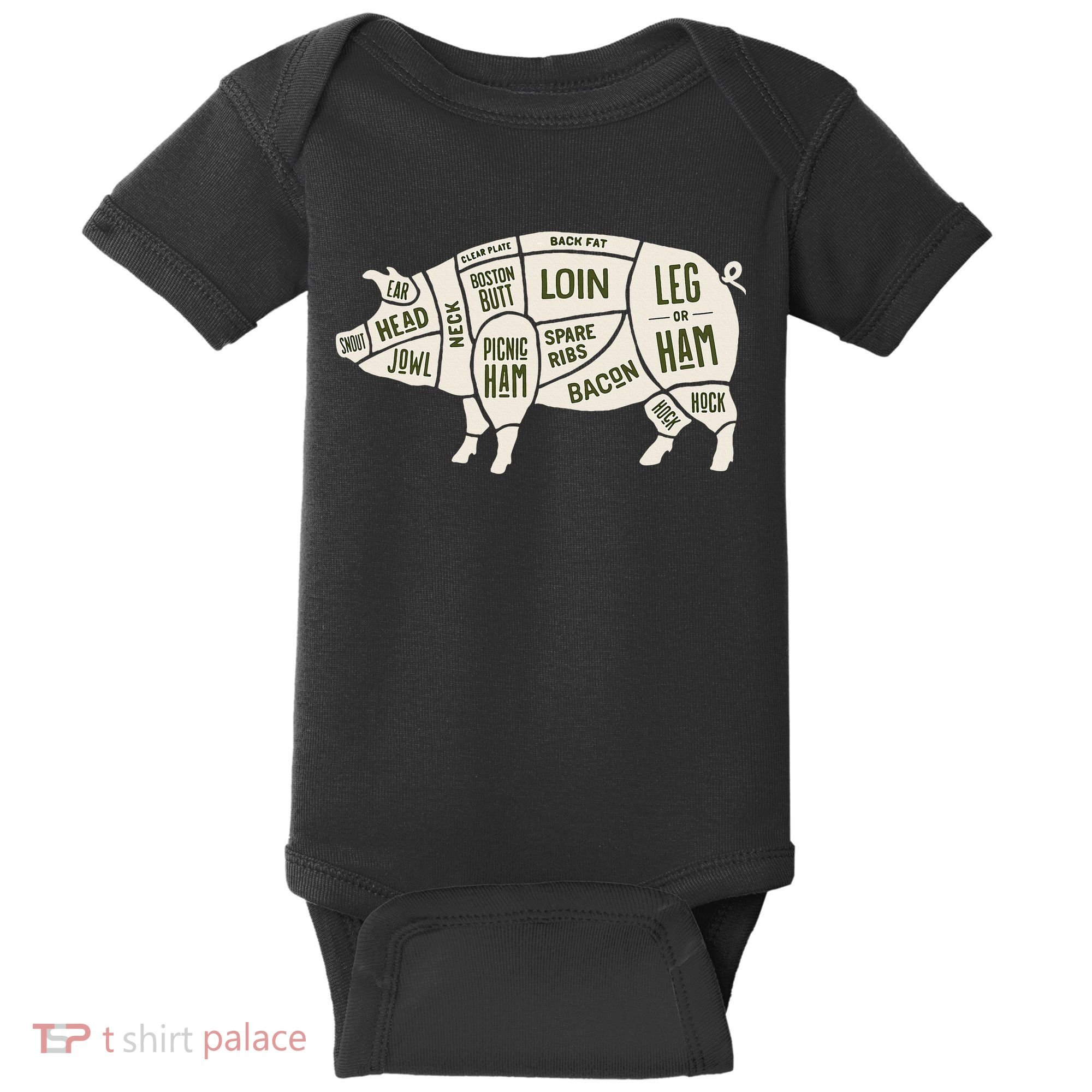 Pig & Pork Butcher Diagram Bacon Lover Baby Bodysuit