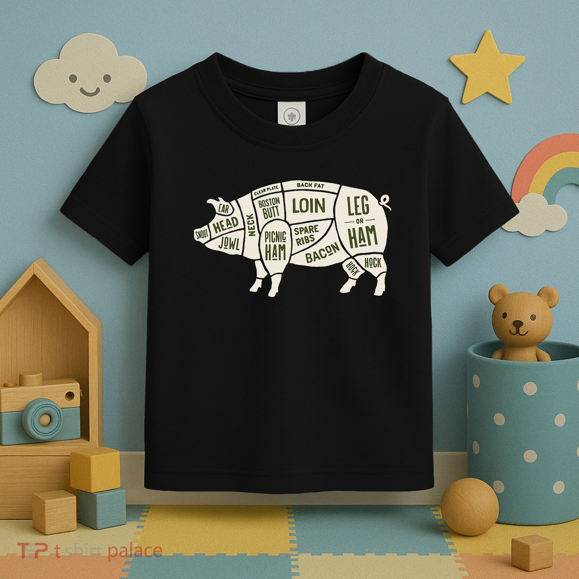 Pig & Pork Butcher Diagram Bacon Lover Toddler T-Shirt