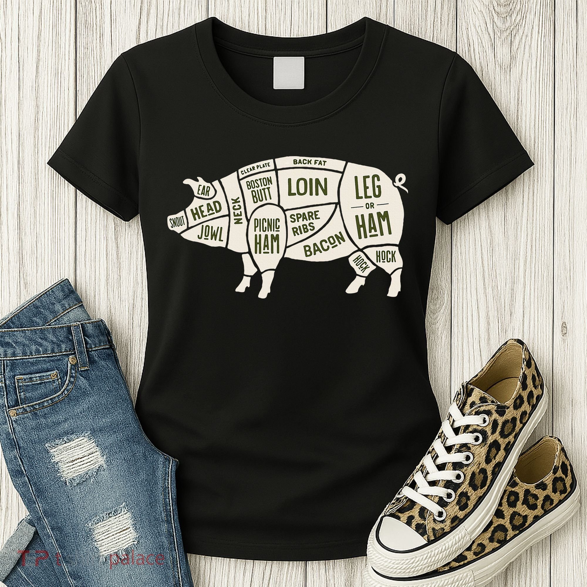 Pig & Pork Butcher Diagram Bacon Lover Women's T-Shirt