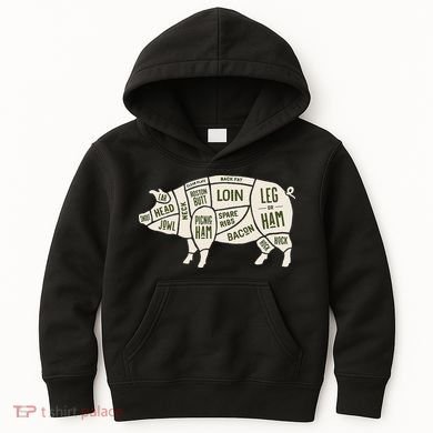Pig & Pork Butcher Diagram Bacon Lover Kids Hoodie