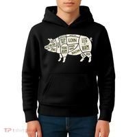 Pig & Pork Butcher Diagram Bacon Lover Kids Hoodie thumb 4