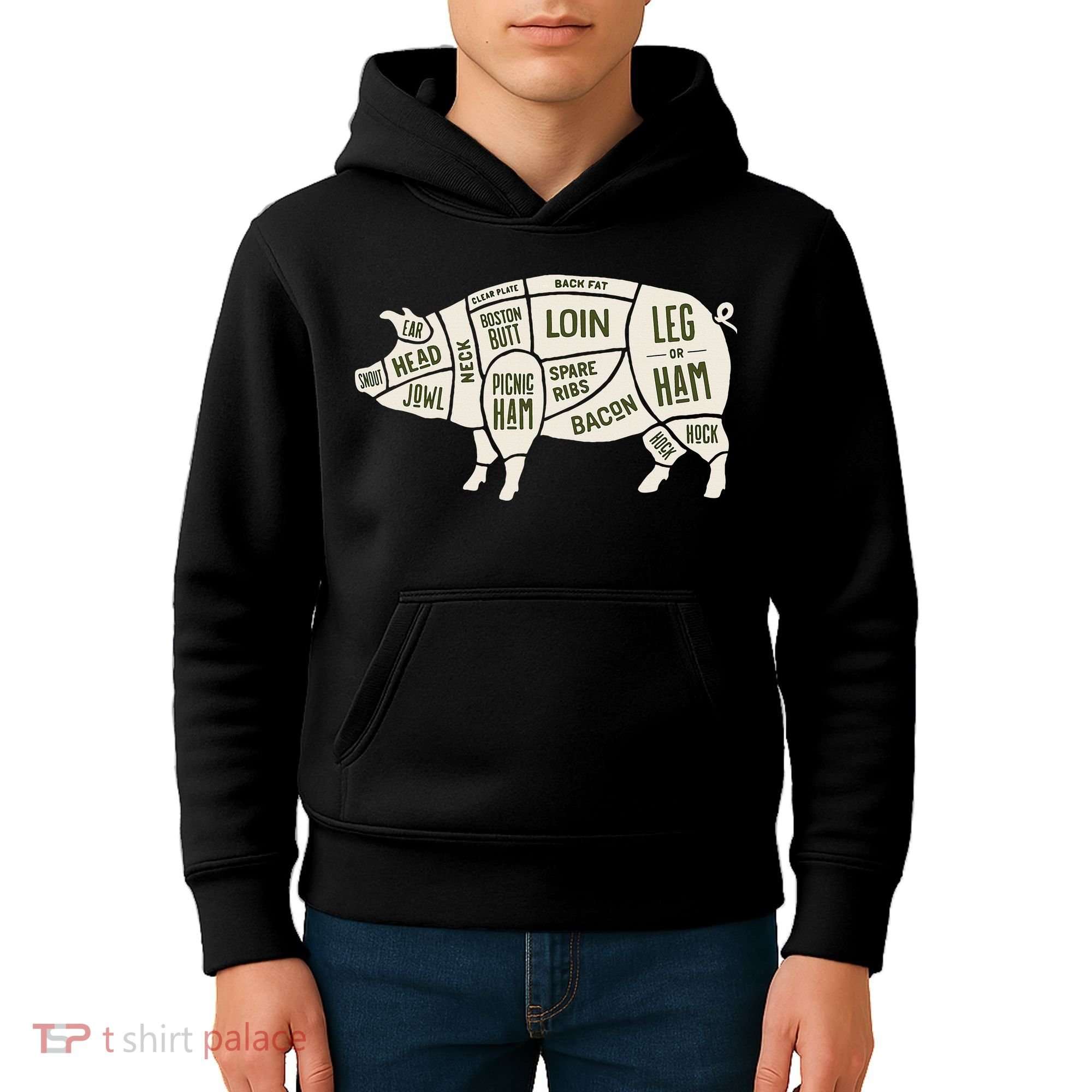 Pig & Pork Butcher Diagram Bacon Lover Kids Hoodie