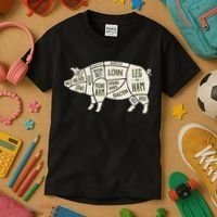 Pig & Pork Butcher Diagram Bacon Lover Kids T-Shirt thumb 3