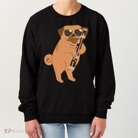 Pug Playing Bassoon Player Dog Bassoonist Musician Women's Sweatshirt thumb 0