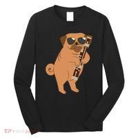 Pug Playing Bassoon Player Dog Bassoonist Musician Long Sleeve Shirt thumb 0