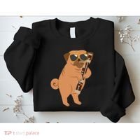 Pug Playing Bassoon Player Dog Bassoonist Musician Sweatshirt thumb 2
