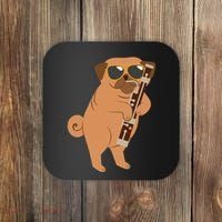 Pug Playing Bassoon Player Dog Bassoonist Musician Coaster thumb 0