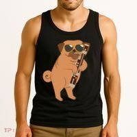 Pug Playing Bassoon Player Dog Bassoonist Musician Tank Top thumb 3