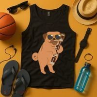Pug Playing Bassoon Player Dog Bassoonist Musician Tank Top thumb 4