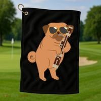 Pug Playing Bassoon Player Dog Bassoonist Musician Golf Towel thumb 1