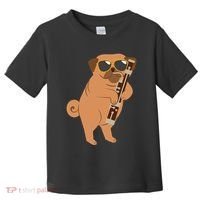 Pug Playing Bassoon Player Dog Bassoonist Musician Toddler T-Shirt thumb 0