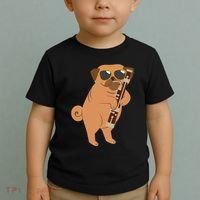 Pug Playing Bassoon Player Dog Bassoonist Musician Toddler T-Shirt thumb 2