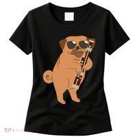 Pug Playing Bassoon Player Dog Bassoonist Musician Women's T-Shirt thumb 0
