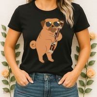 Pug Playing Bassoon Player Dog Bassoonist Musician Women's T-Shirt thumb 2