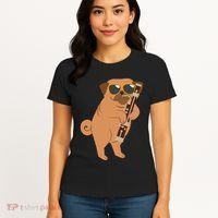 Pug Playing Bassoon Player Dog Bassoonist Musician Women's T-Shirt thumb 4