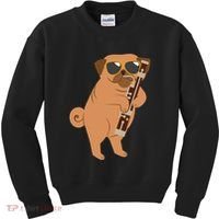 Pug Playing Bassoon Player Dog Bassoonist Musician Kids Sweatshirt thumb 0