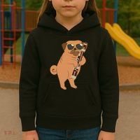 Pug Playing Bassoon Player Dog Bassoonist Musician Kids Hoodie thumb 3