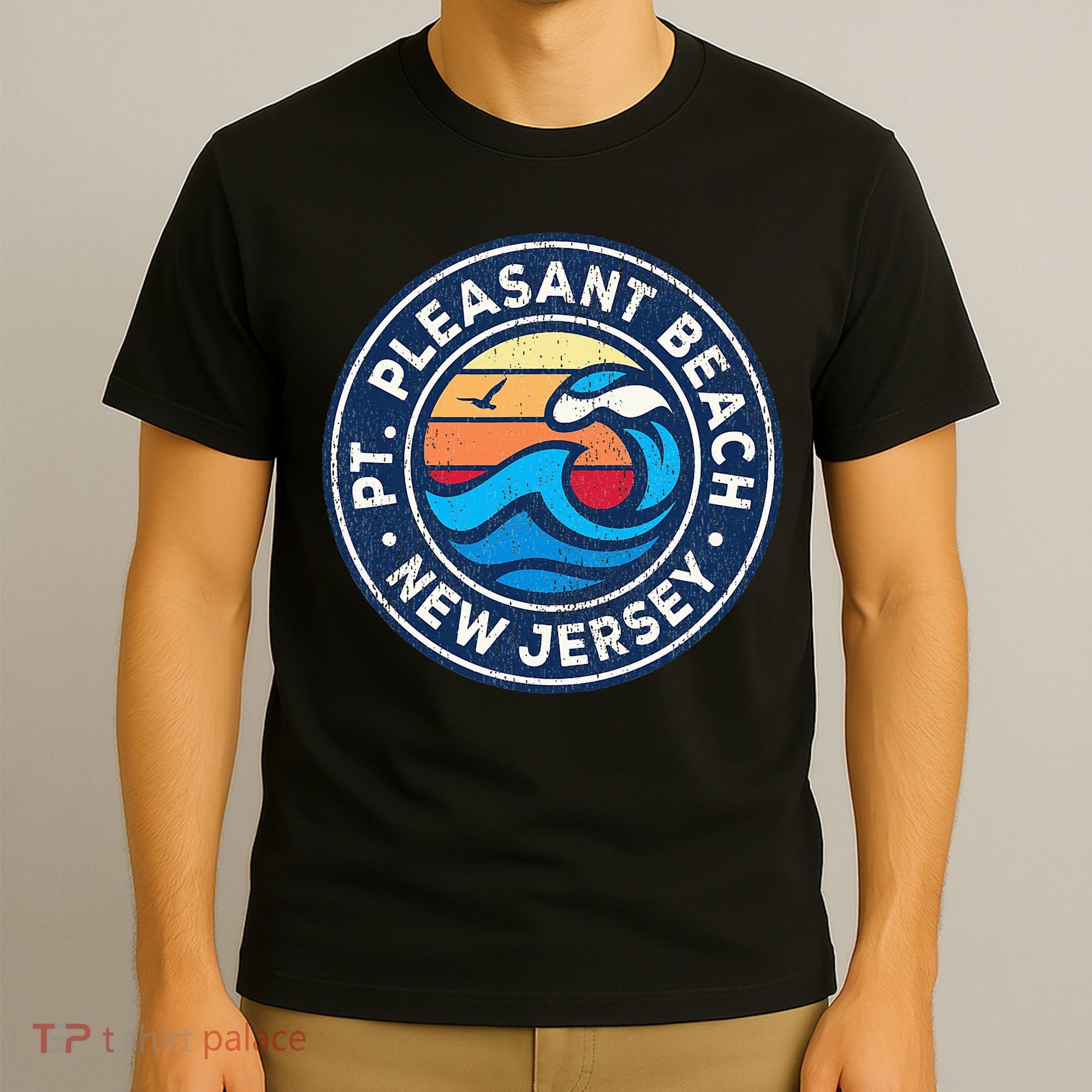 Point Pleasant Beach New Jersey Nj Vintage Nautical Waves De T-Shirt
