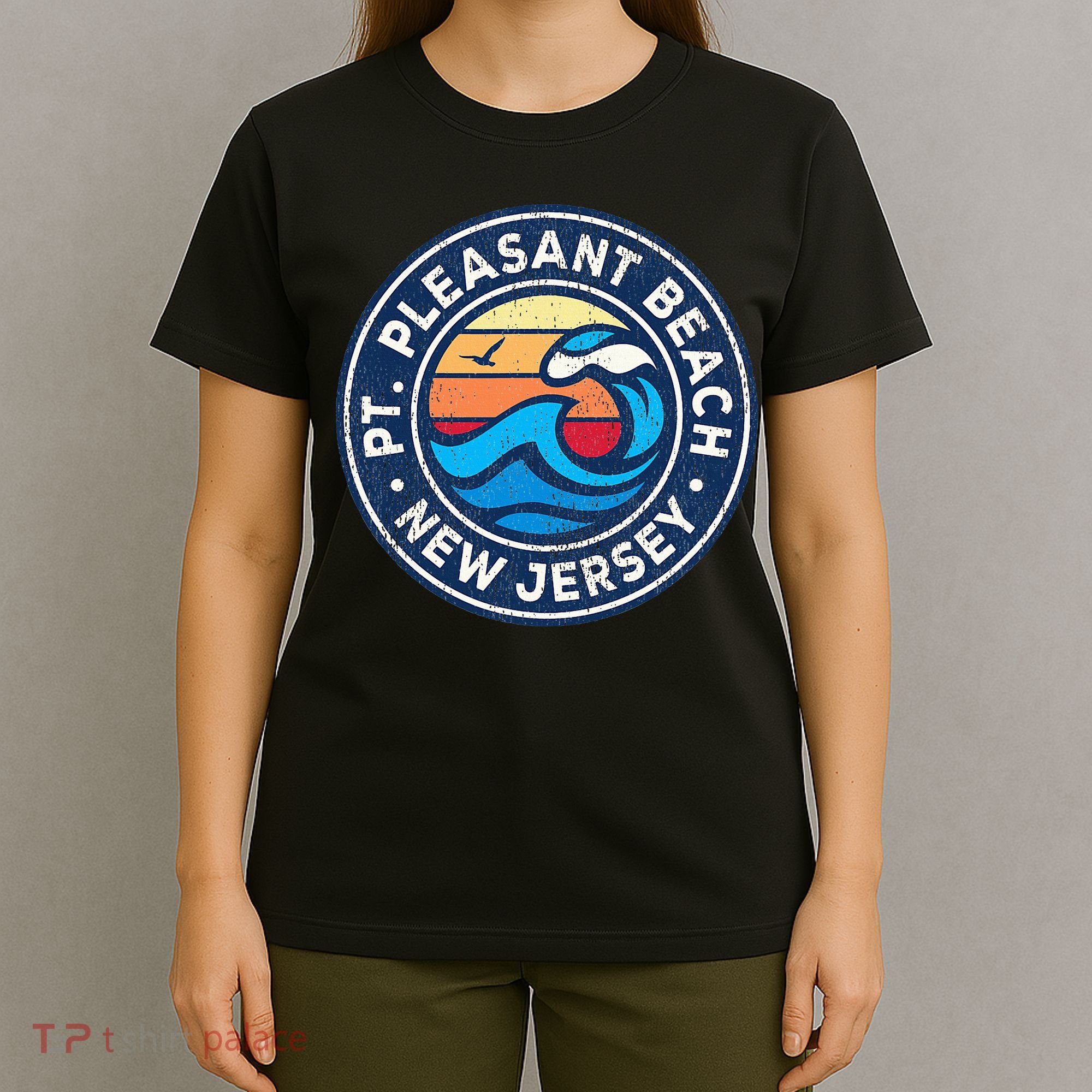 Point Pleasant Beach New Jersey Nj Vintage Nautical Waves De T-Shirt