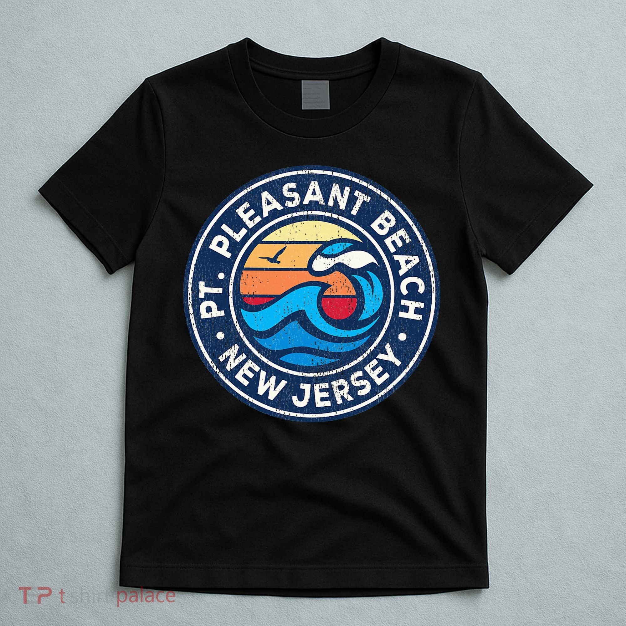 Point Pleasant Beach New Jersey Nj Vintage Nautical Waves De T-Shirt