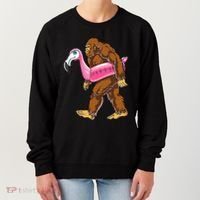 Pool Party Bigfoot Flamingo Wo Sasquatch Pink Float Women's Sweatshirt thumb 0