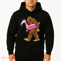 Pool Party Bigfoot Flamingo Wo Sasquatch Pink Float Hoodie thumb 2
