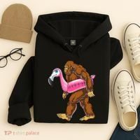 Pool Party Bigfoot Flamingo Wo Sasquatch Pink Float Hoodie thumb 4