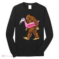 Pool Party Bigfoot Flamingo Wo Sasquatch Pink Float Long Sleeve Shirt thumb 0