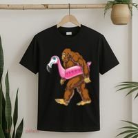 Pool Party Bigfoot Flamingo Wo Sasquatch Pink Float T-Shirt thumb 2