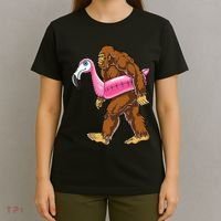 Pool Party Bigfoot Flamingo Wo Sasquatch Pink Float T-Shirt thumb 4