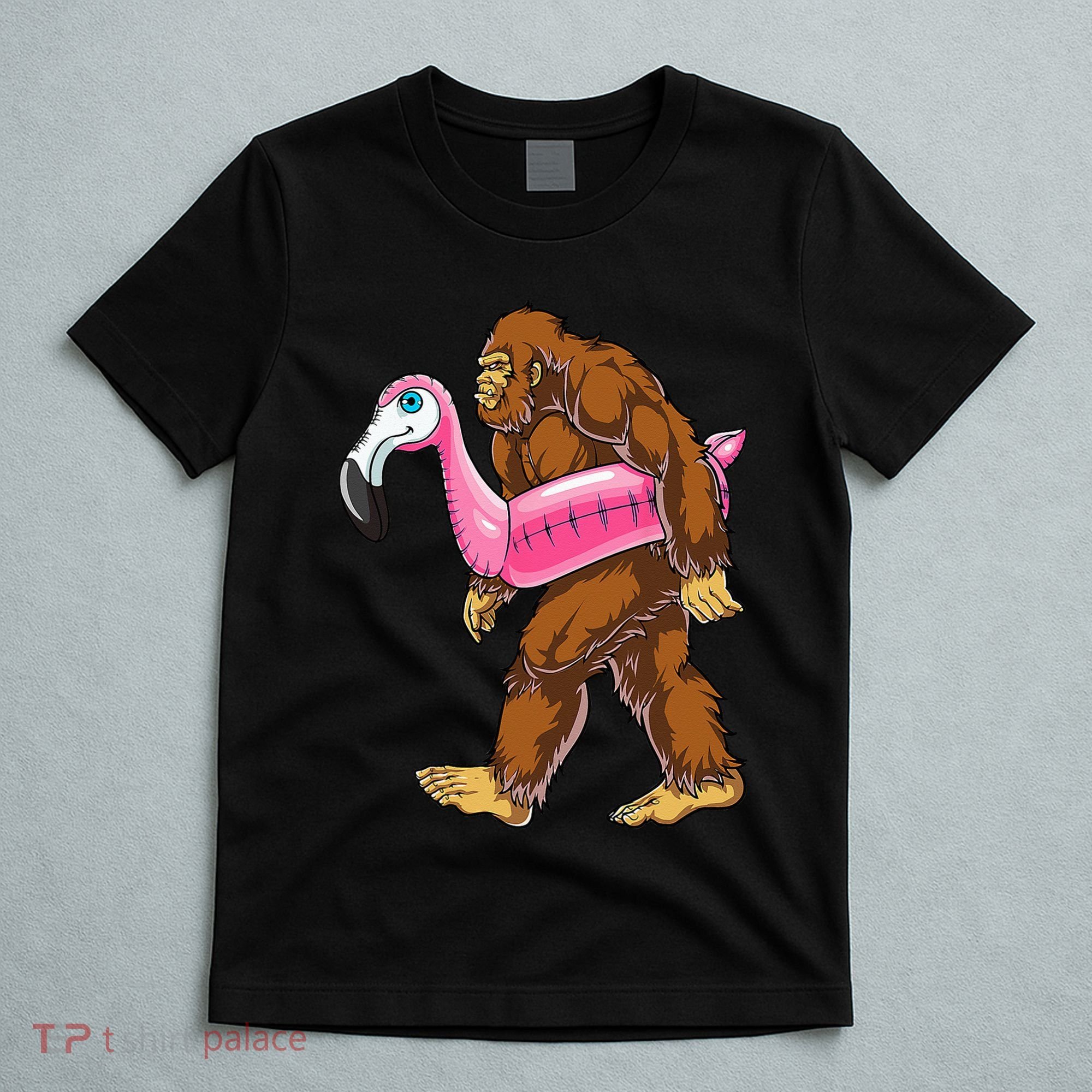 Pool Party Bigfoot Flamingo Wo Sasquatch Pink Float T-Shirt