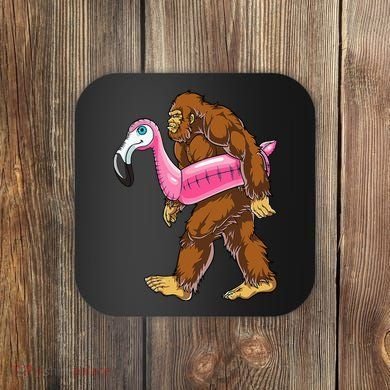 Pool Party Bigfoot Flamingo Wo Sasquatch Pink Float Coaster
