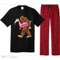 Pool Party Bigfoot Flamingo Wo Sasquatch Pink Float Pajama Set thumb 0