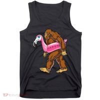 Pool Party Bigfoot Flamingo Wo Sasquatch Pink Float Tank Top thumb 0
