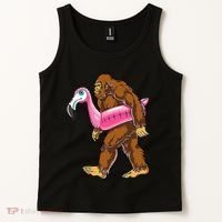 Pool Party Bigfoot Flamingo Wo Sasquatch Pink Float Tank Top thumb 2