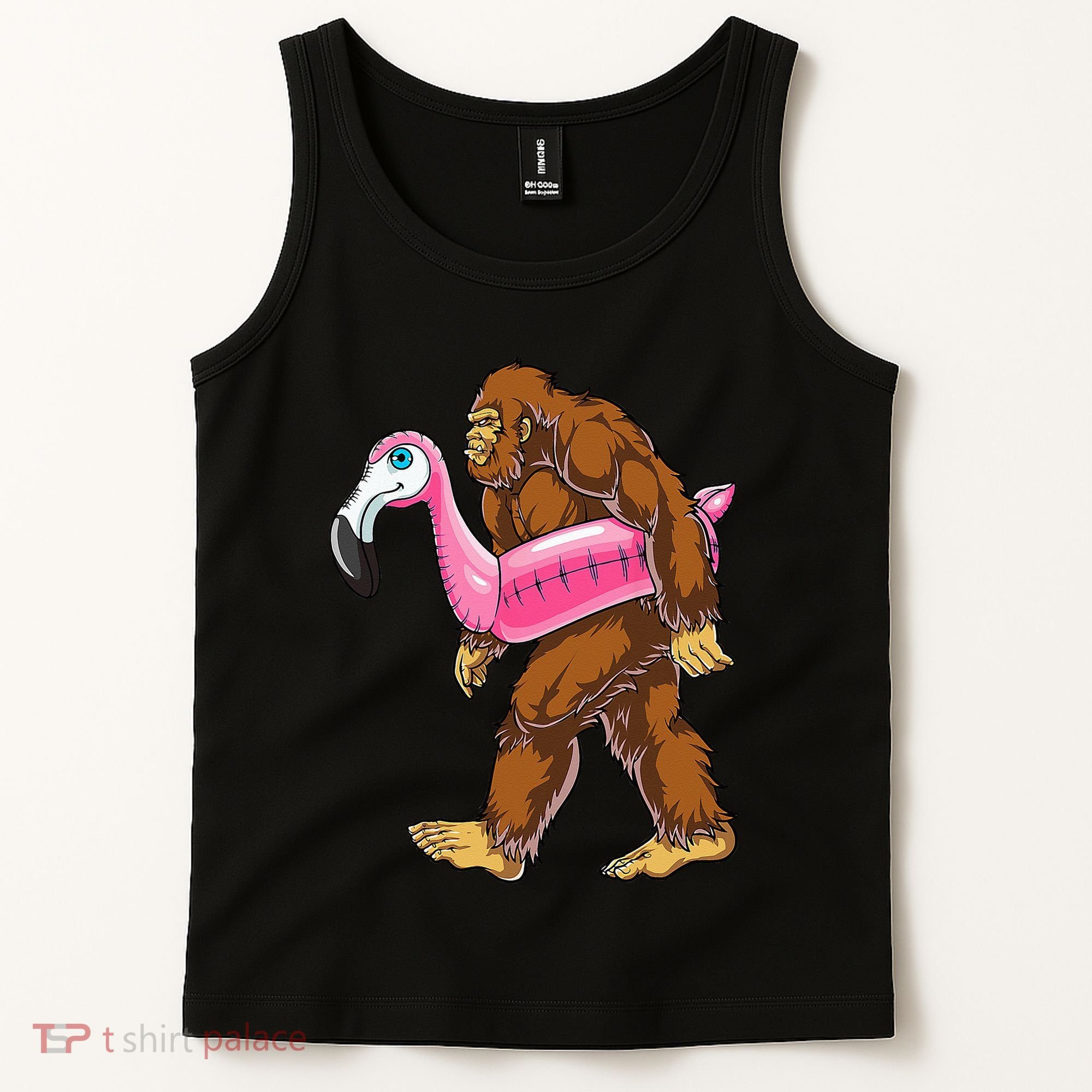 Pool Party Bigfoot Flamingo Wo Sasquatch Pink Float Tank Top