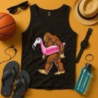 Pool Party Bigfoot Flamingo Wo Sasquatch Pink Float Tank Top thumb 4