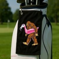 Pool Party Bigfoot Flamingo Wo Sasquatch Pink Float Golf Towel thumb 2