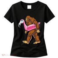 Pool Party Bigfoot Flamingo Wo Sasquatch Pink Float Women's T-Shirt thumb 0