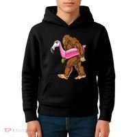 Pool Party Bigfoot Flamingo Wo Sasquatch Pink Float Kids Hoodie thumb 4