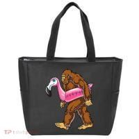 Pool Party Bigfoot Flamingo Wo Sasquatch Pink Float Tote Bag thumb 0