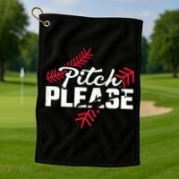 Pitch Please Baseball Cute Gift Golf Towel thumb 1