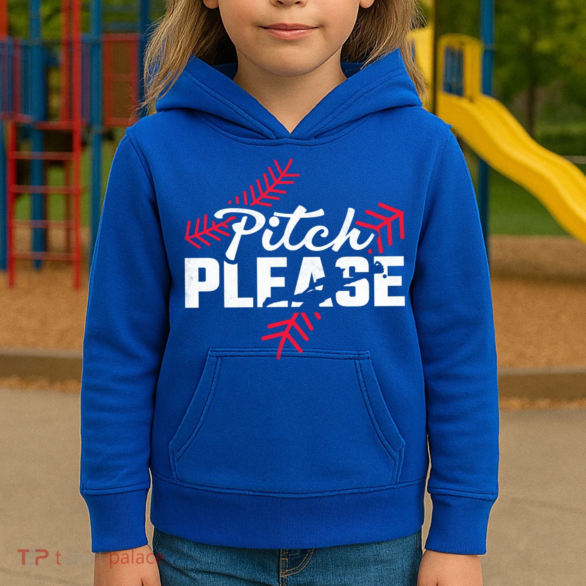 Pitch Please Baseball Cute Gift Kids Hoodie