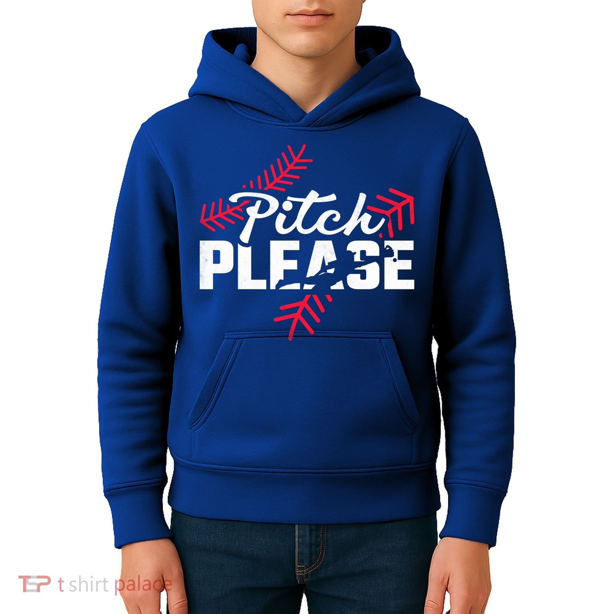 Pitch Please Baseball Cute Gift Kids Hoodie