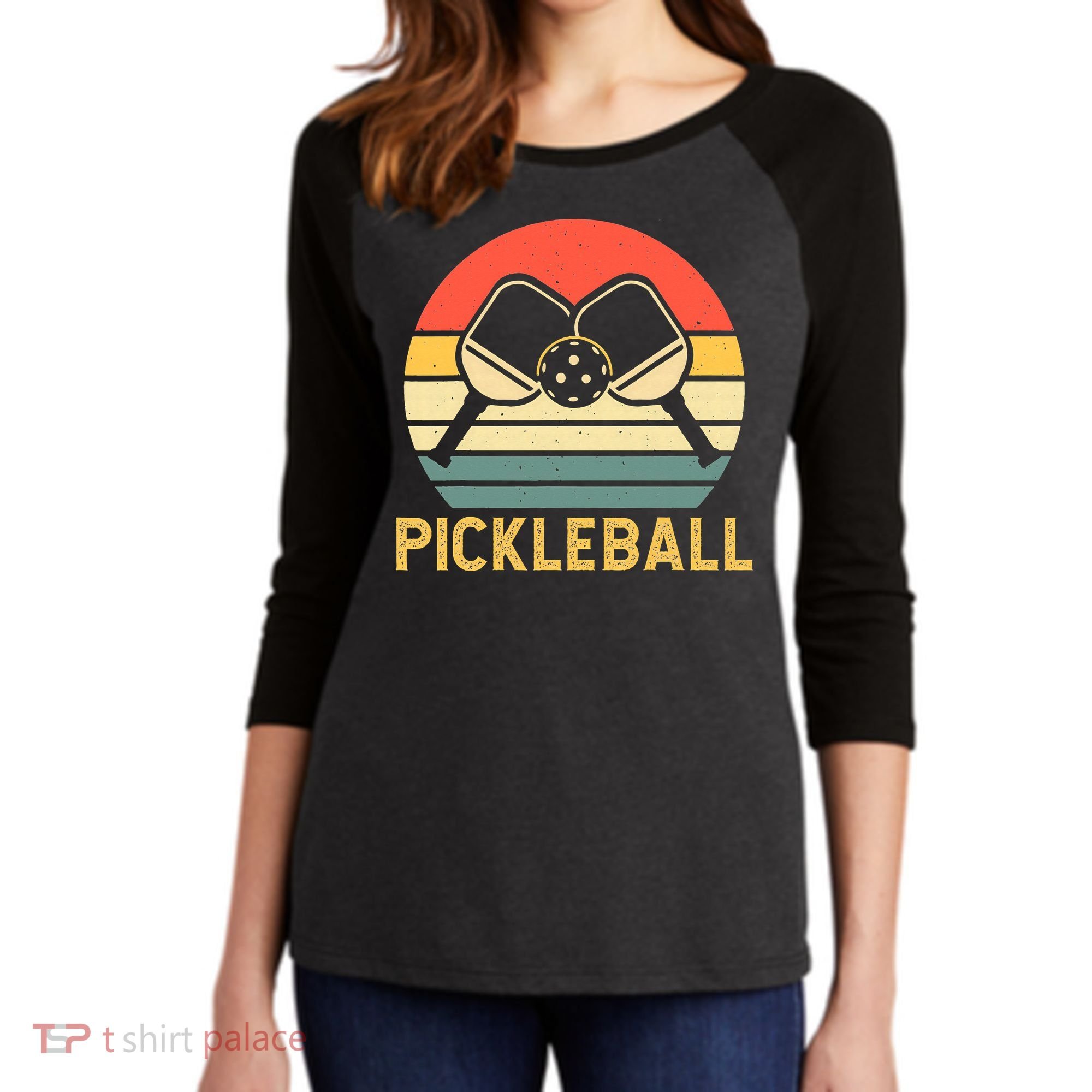 Pickleballer Pickle Baller Pickleball Player Women's Tri-Blend 3/4-Sleeve Raglan Shirt