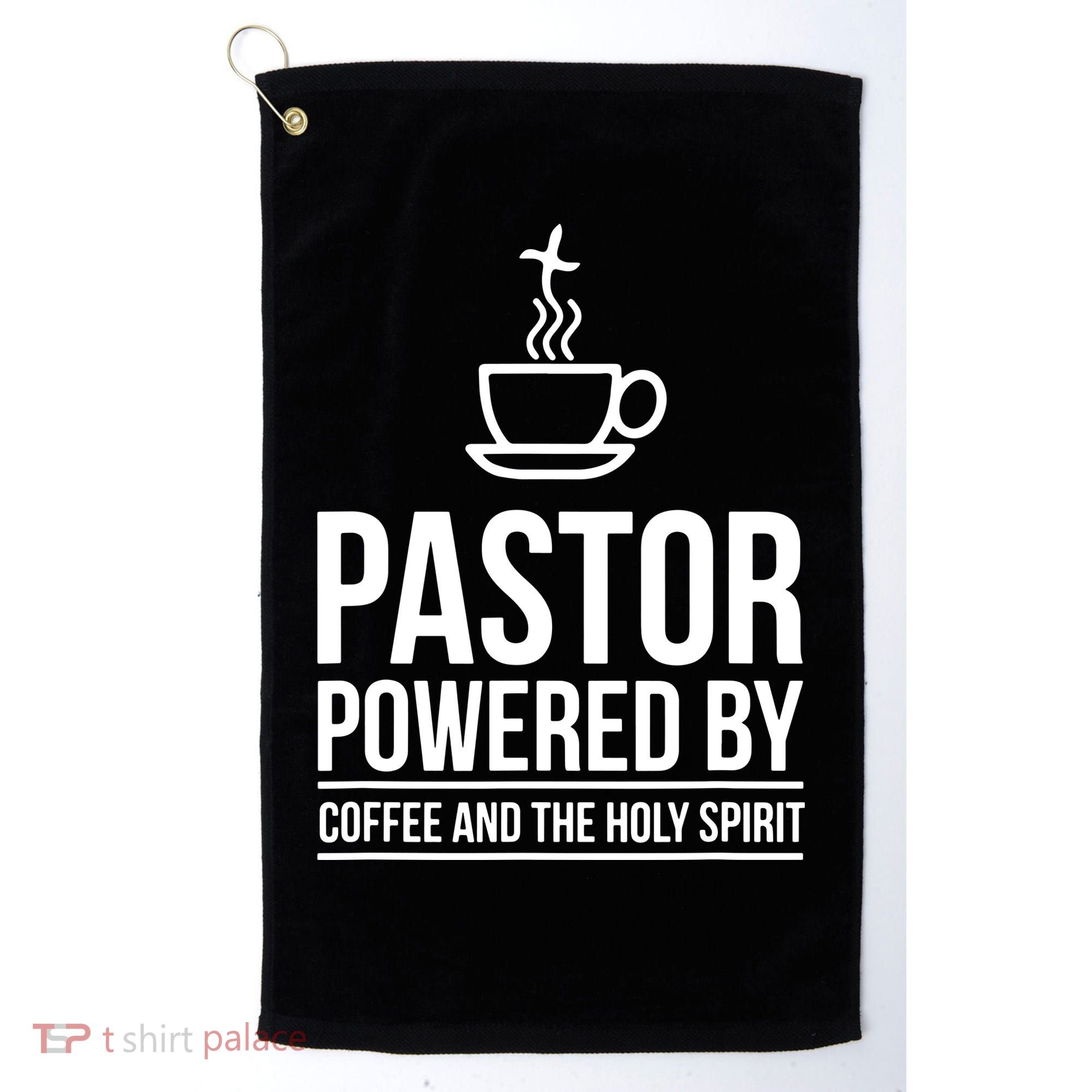 Pastor Powered By Coffe And The Holy Spirit Golf Towel