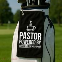 Pastor Powered By Coffe And The Holy Spirit Golf Towel thumb 2